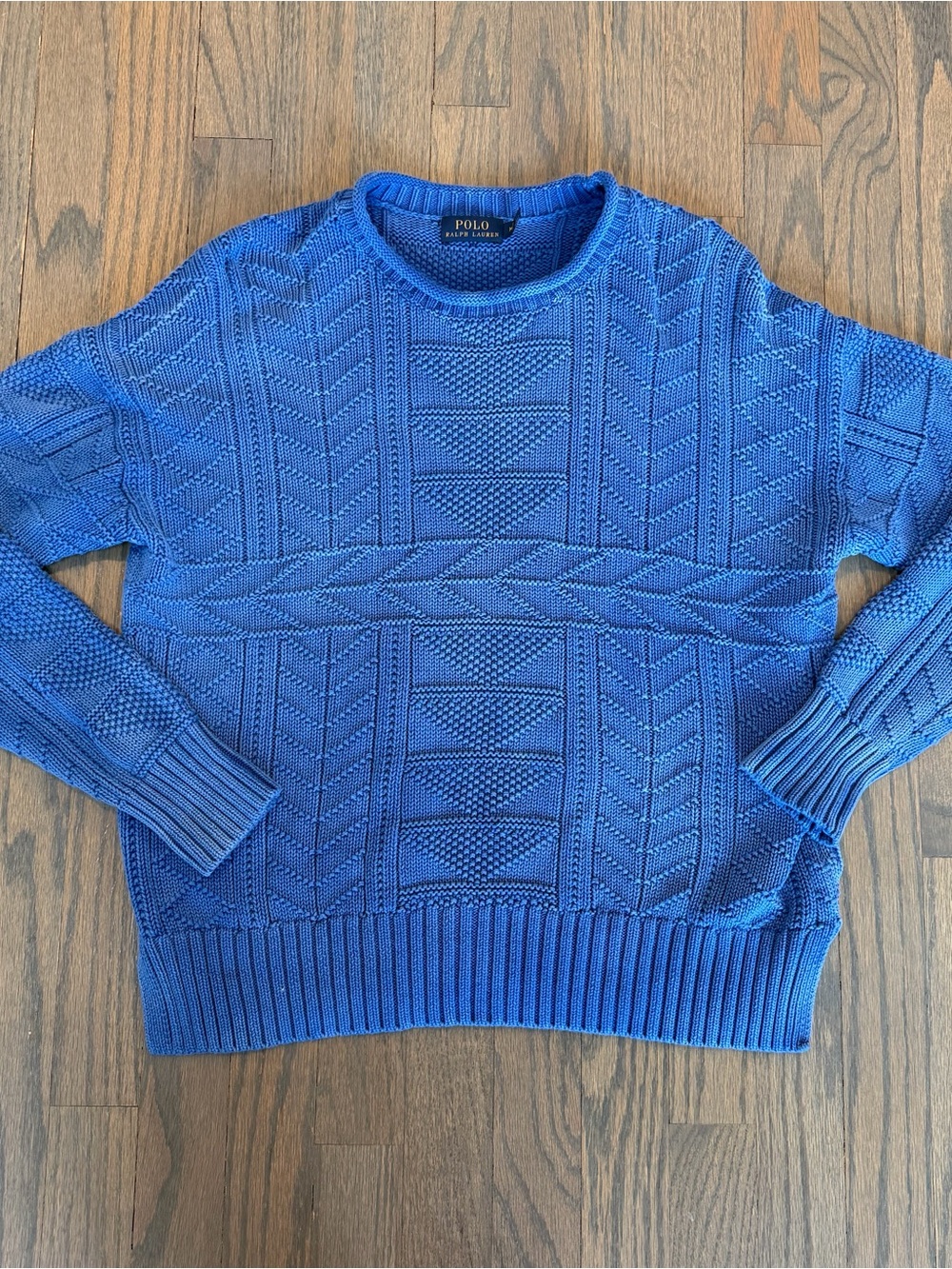 Polo Ralph Lauren Sweater Rollneck Cable Knot Blue Medium Preppy Cotton